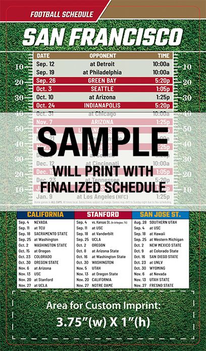 ReaMark Products: San Francisco Full Magnet Football Schedule